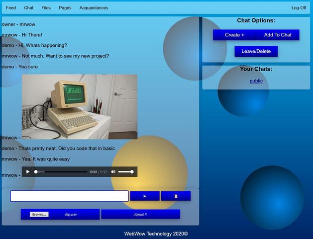 the bubble themed webwow homepage, very transparant